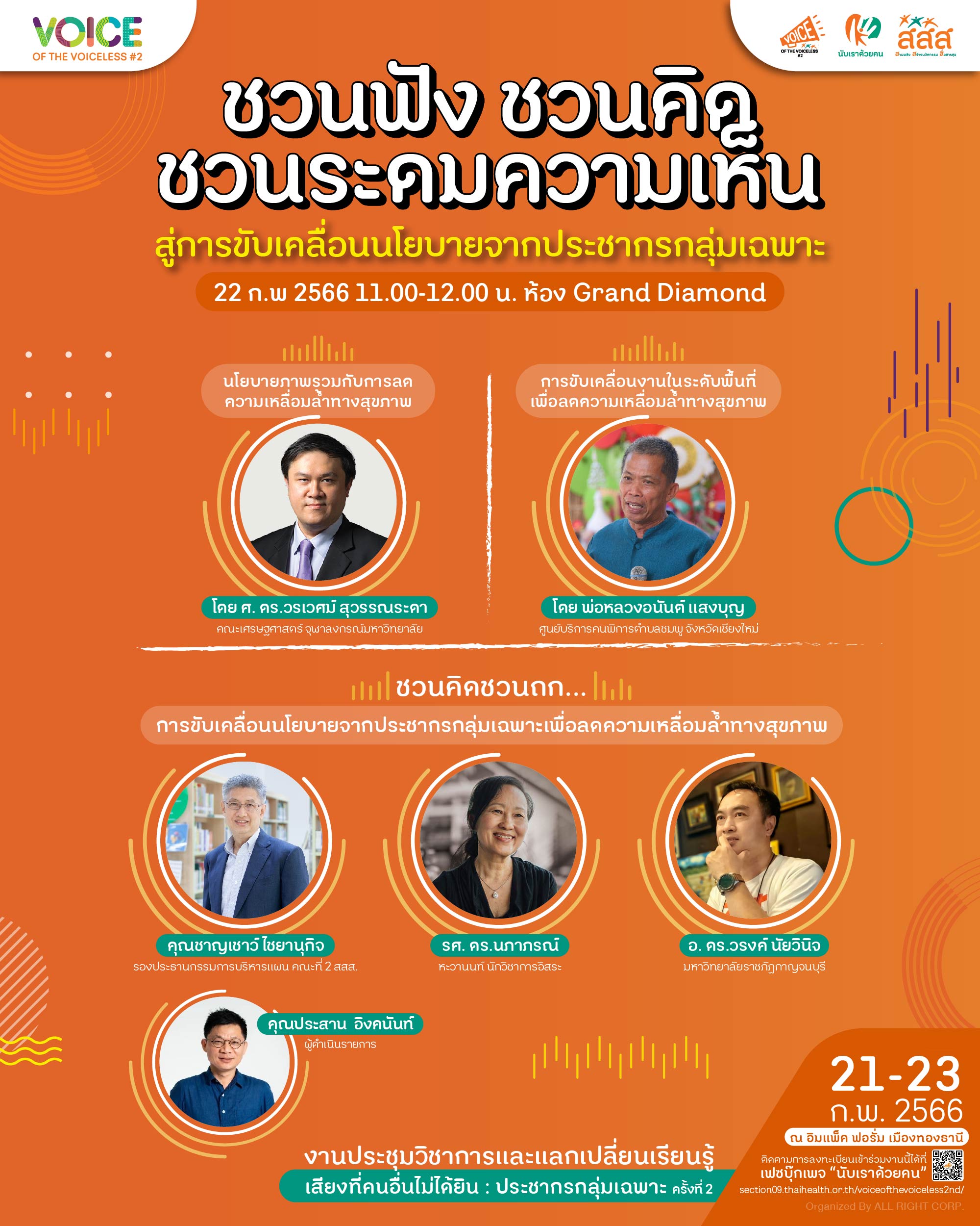ชวนฟัง - ชวนคิด – ชวนระดมความเห็น สู่การขับเคลื่อนนโยบายจากประชากรกลุ่มเฉพาะ